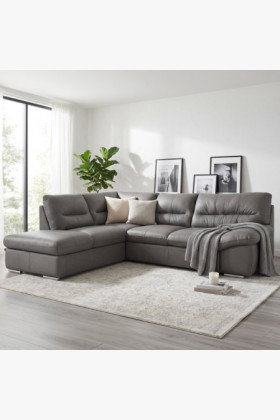 Ecksofa aus echtem Leder stone, 0,9-1,1 mm, komfortabel